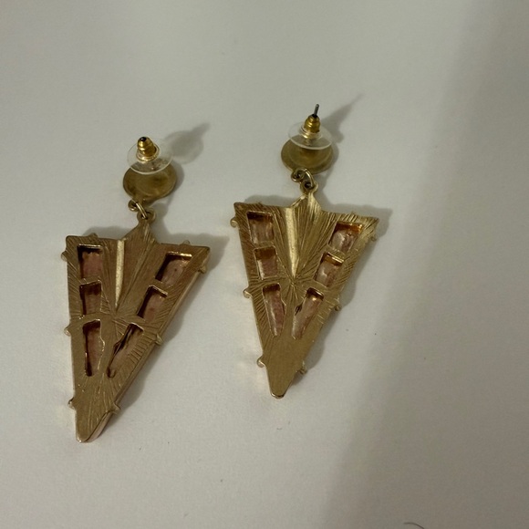 Elegant Gold Triangle Drop Earrings - Picture 3 of 3